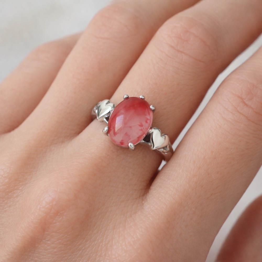 Blush at First Light Studio Series Pink Stone Heart Detail Ring Size 7